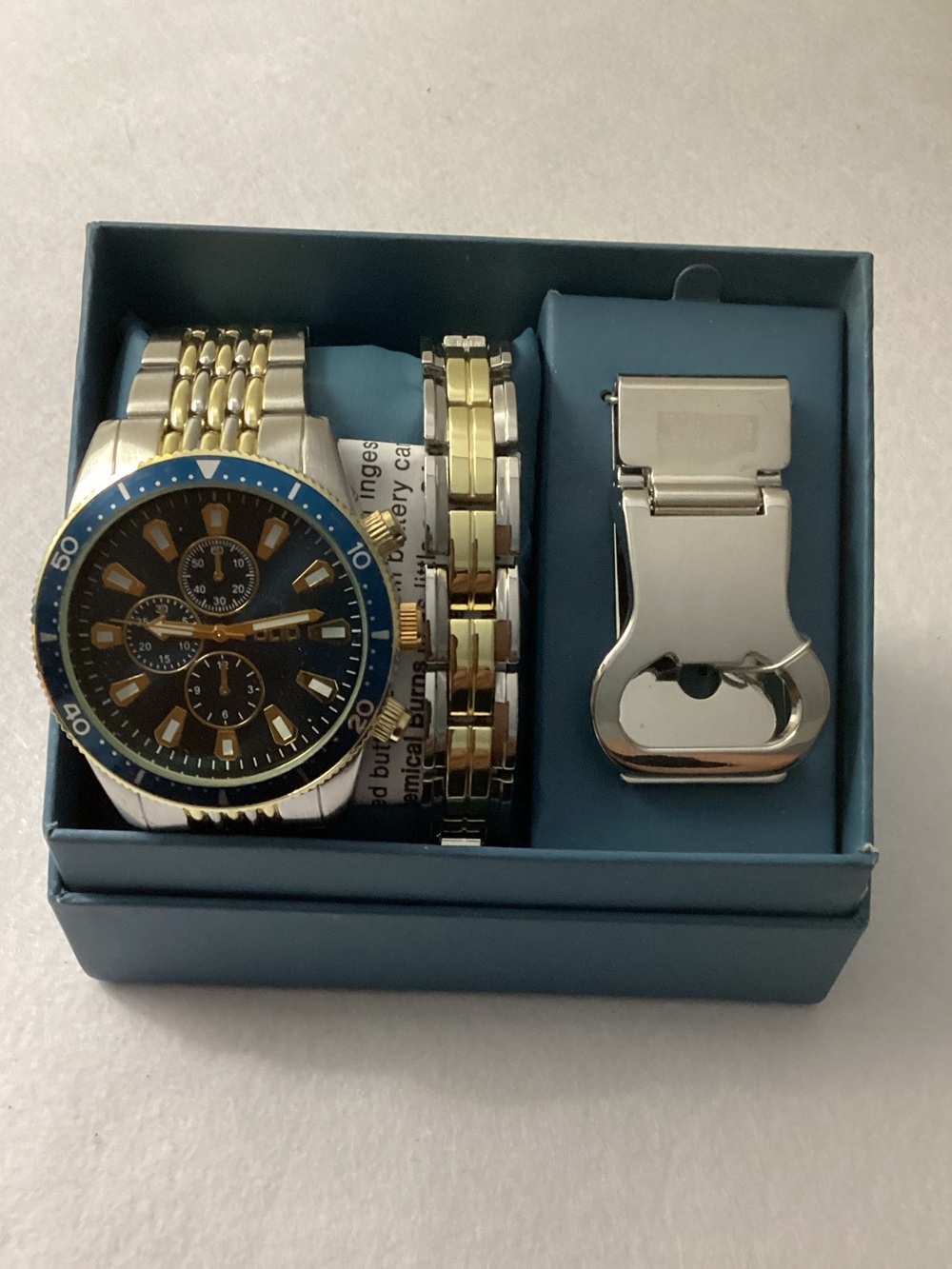 Folio Three Hand 2T Silver-Tone, Gold-Tone Alloy Watch 42mm Gift Set